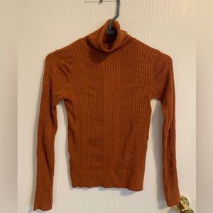 Mango rusty orange fitted turtle neck sweater